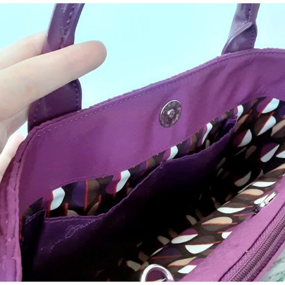 Vera Bradley Triple Compartment Handbag Crossbody Plum Purple Microfiber NWT - Picture 8 of 10